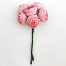 6 Pink Fabric Rose Blossoms ~ Austria ~ 3/4"